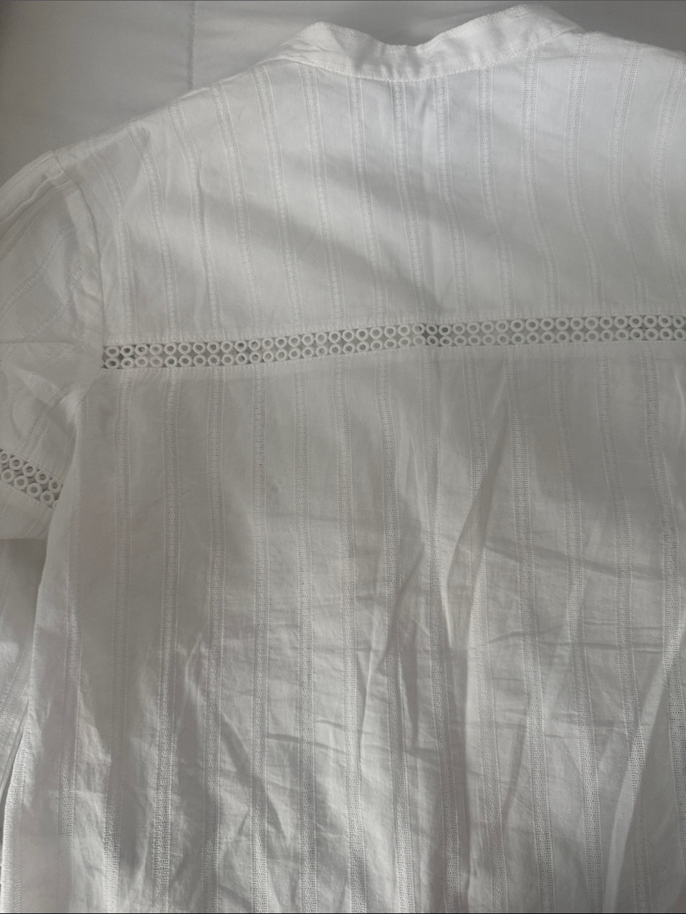 Club Monaco White Button-Down Lace Trim Shirt - Picture 6 of 8